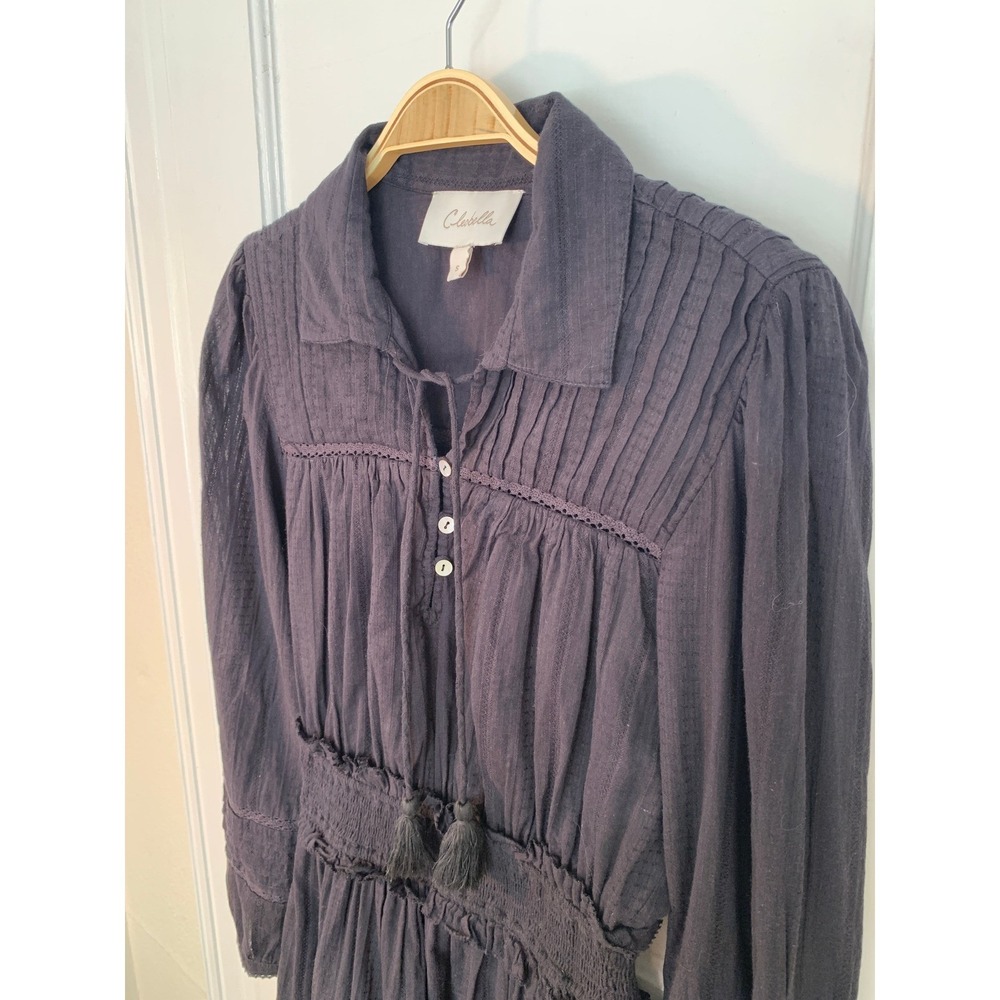 Cleobella Farlow Long Sleeve Organic Cotton Black Minidress CBK Cocktails / SZ S - Picture 11 of 16